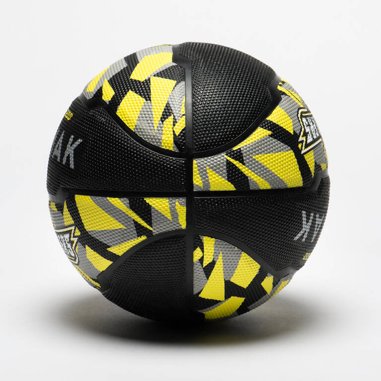 Bola Basket R500 S5 - Hitam/Abu-abu/Kuning