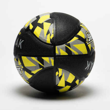 Size 5 Basketball R500 - Black/Grey/Yellow