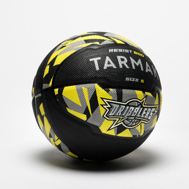 Ballon de basketball taille 5 - R500 noir gris jaune