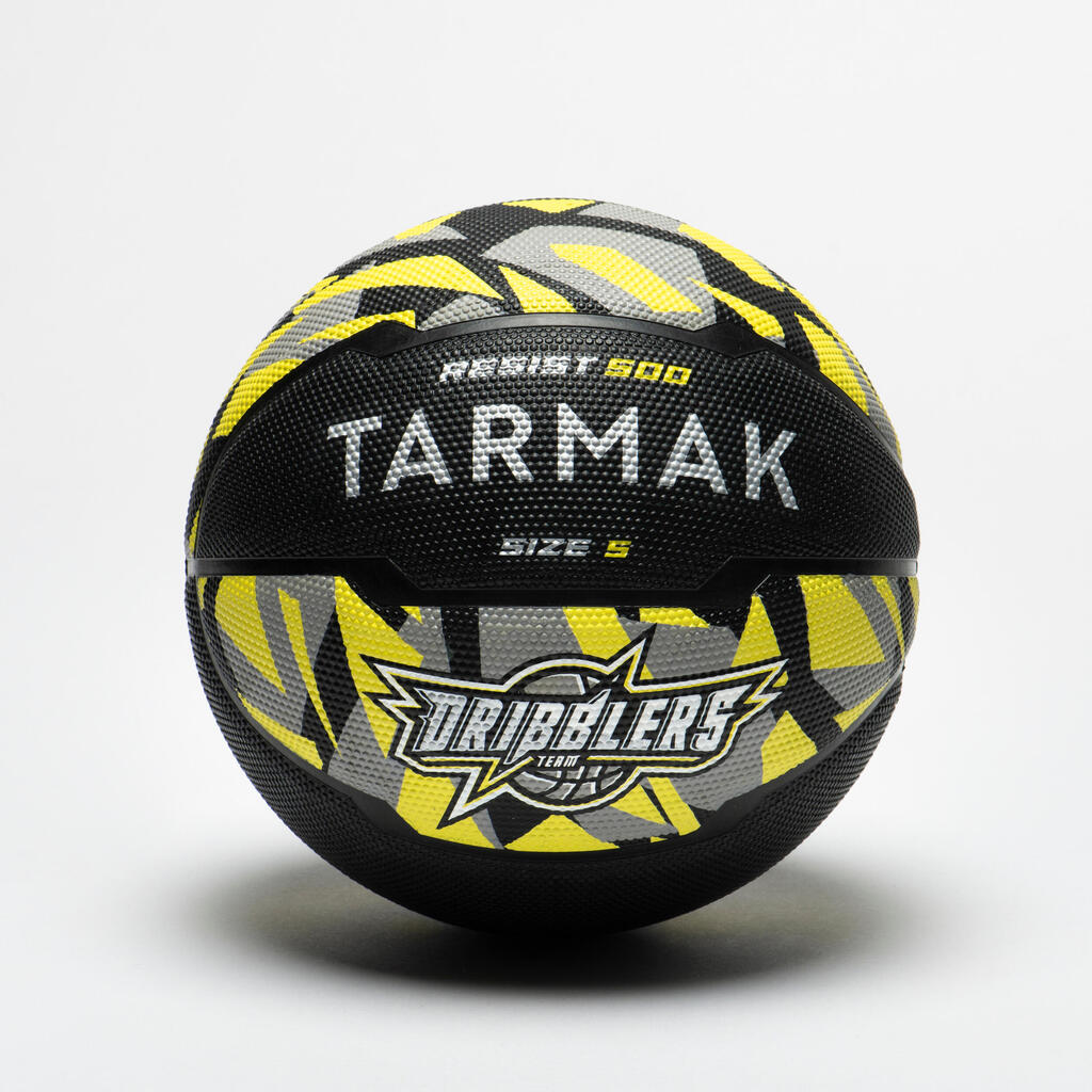 Košarkaška lopta R500 veličina 5 crno-sivo-žuta