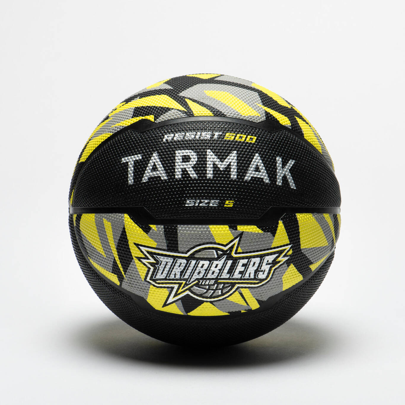 Bola Basket R500 S5 - Hitam/Abu-abu/Kuning