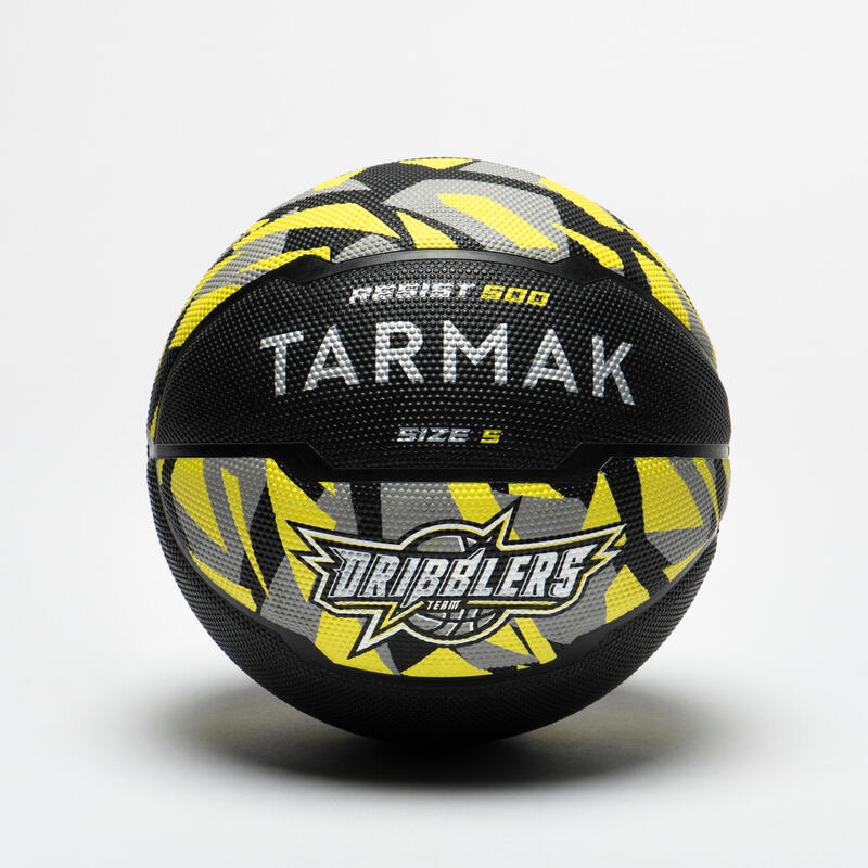 Kosárlabda R500, 5-ös méret, szürke, sárga, fekete 