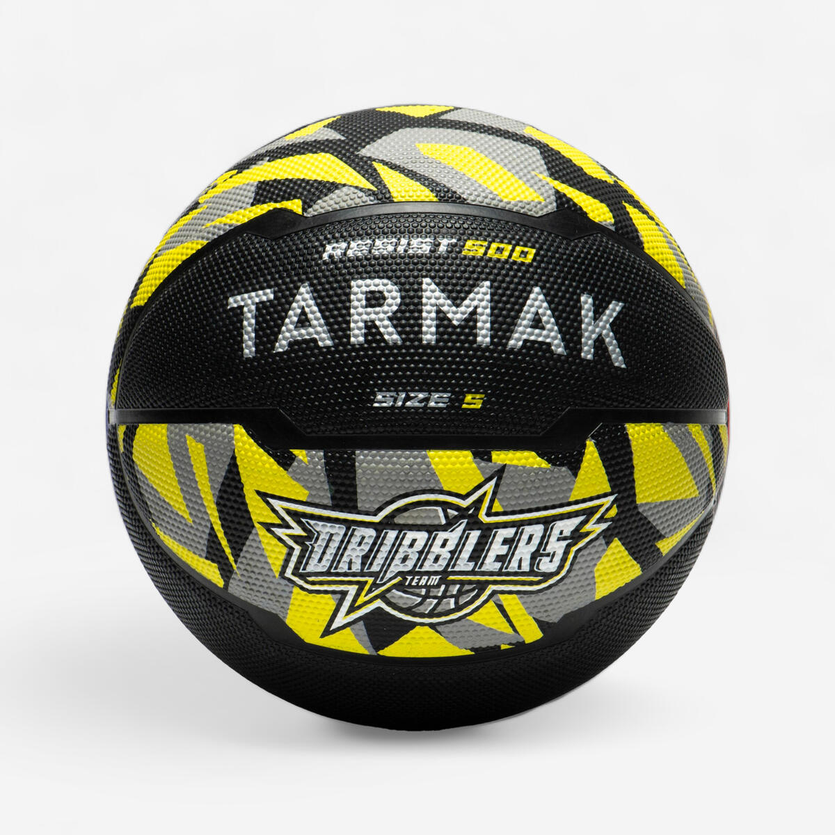 Ballon de basketball taille 5 - r500 noir gris jaune