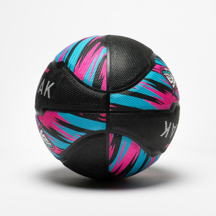 Basketball Ball Tarmak Resist 500 S6 - Black/Pink