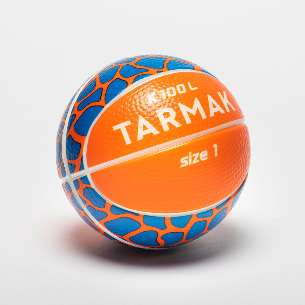 Mini ballon de basketball en mousse taille 1 Enfant - K100 orange bleu