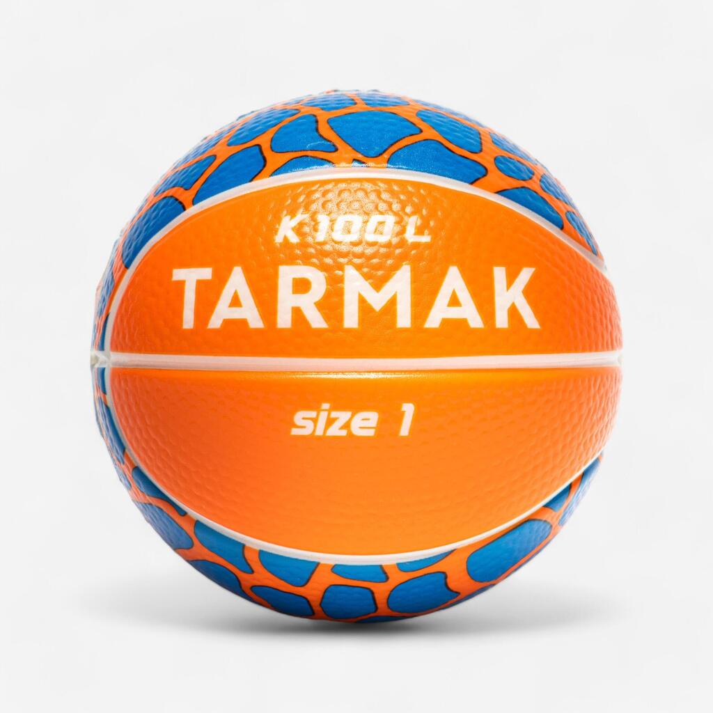 Mini ballon de basketball en mousse taille 1 Enfant - K100 orange bleu