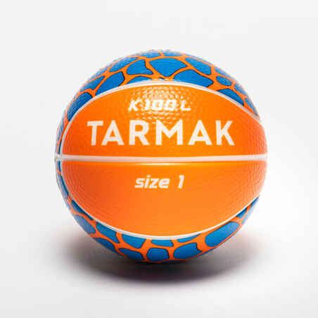 Mini balón de basquetbol espuma talla 1 Niño - K100 naranja azul