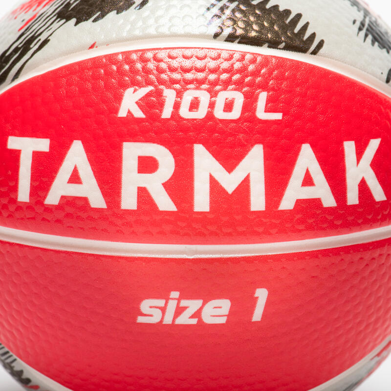 Mini pallone basket K 100 taglia 1 rosso-grigio