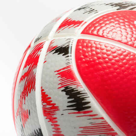 Vaikiškas mažas poroloninis krepšinio kamuolys „K100“, 1 dydžio, raudonas, pilkas