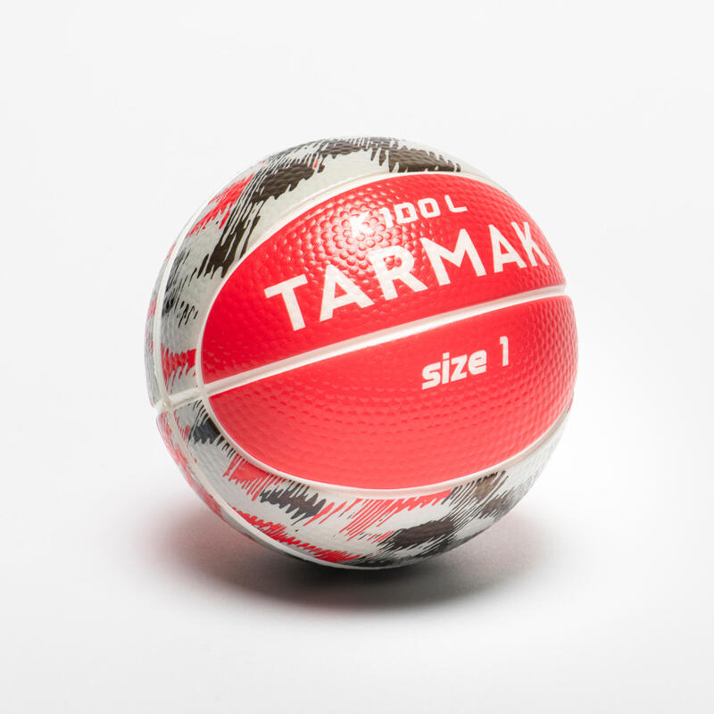 Minibola de Basquetebol em Espuma Tamanho 1 - K100 Criança Vermelho Cinza