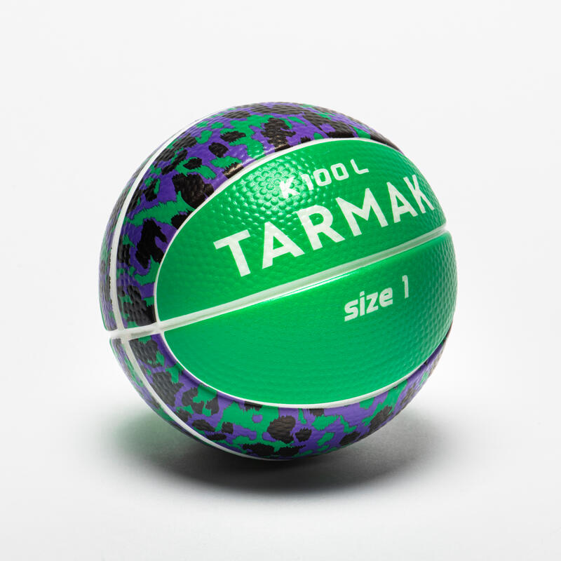 Mini foam basketbal maat 1 voor kinderen K100 groen zwart
