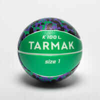 Vaikiškas mažas poroloninis krepšinio kamuolys „K100“, 1 dydžio, žalias, juodas
