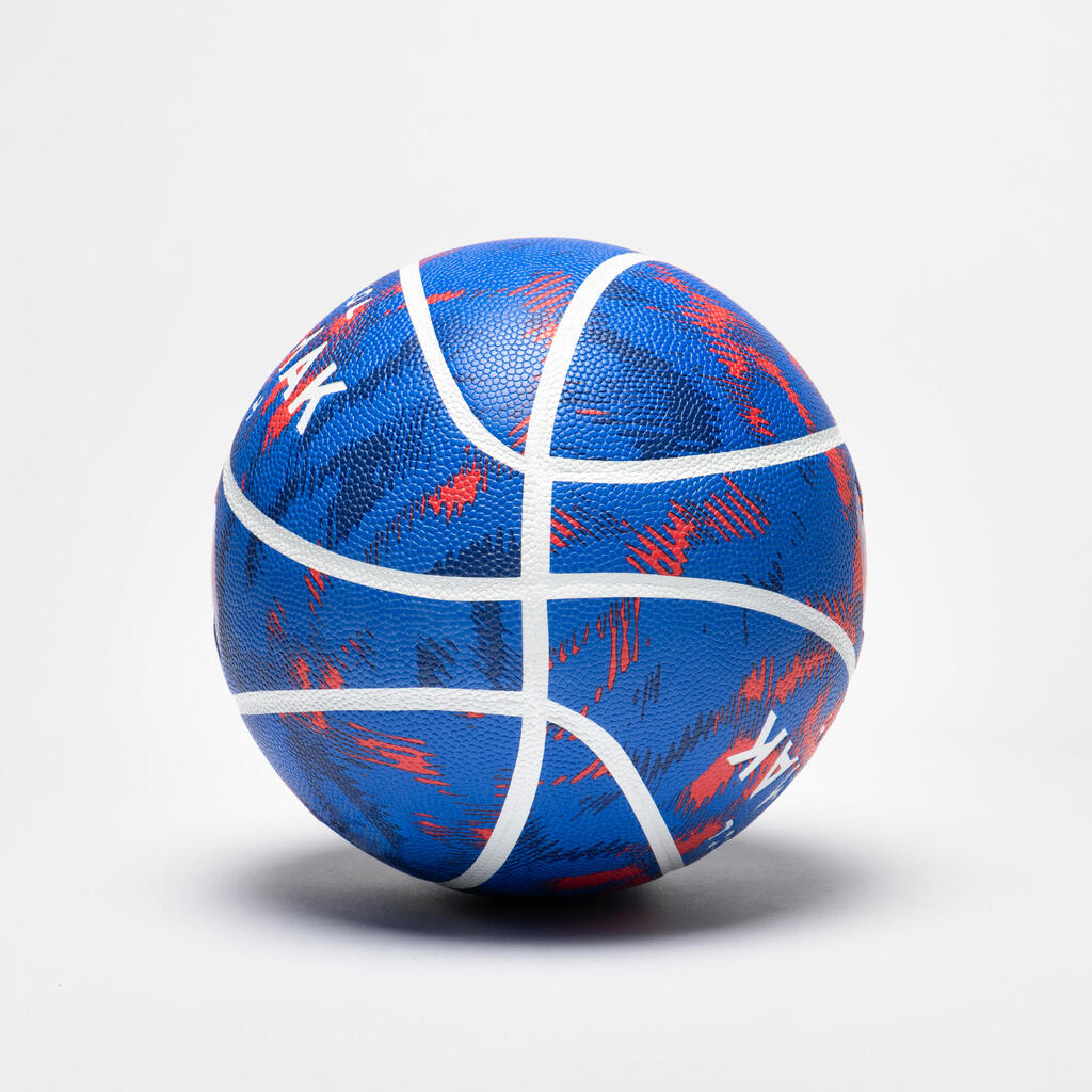 Ballon de basketball taille 4 Enfant - K500 bleu orange