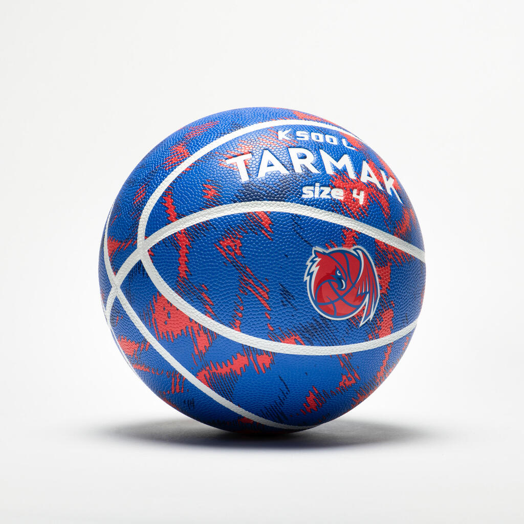 Ballon de basketball taille 4 Enfant - K500 bleu orange