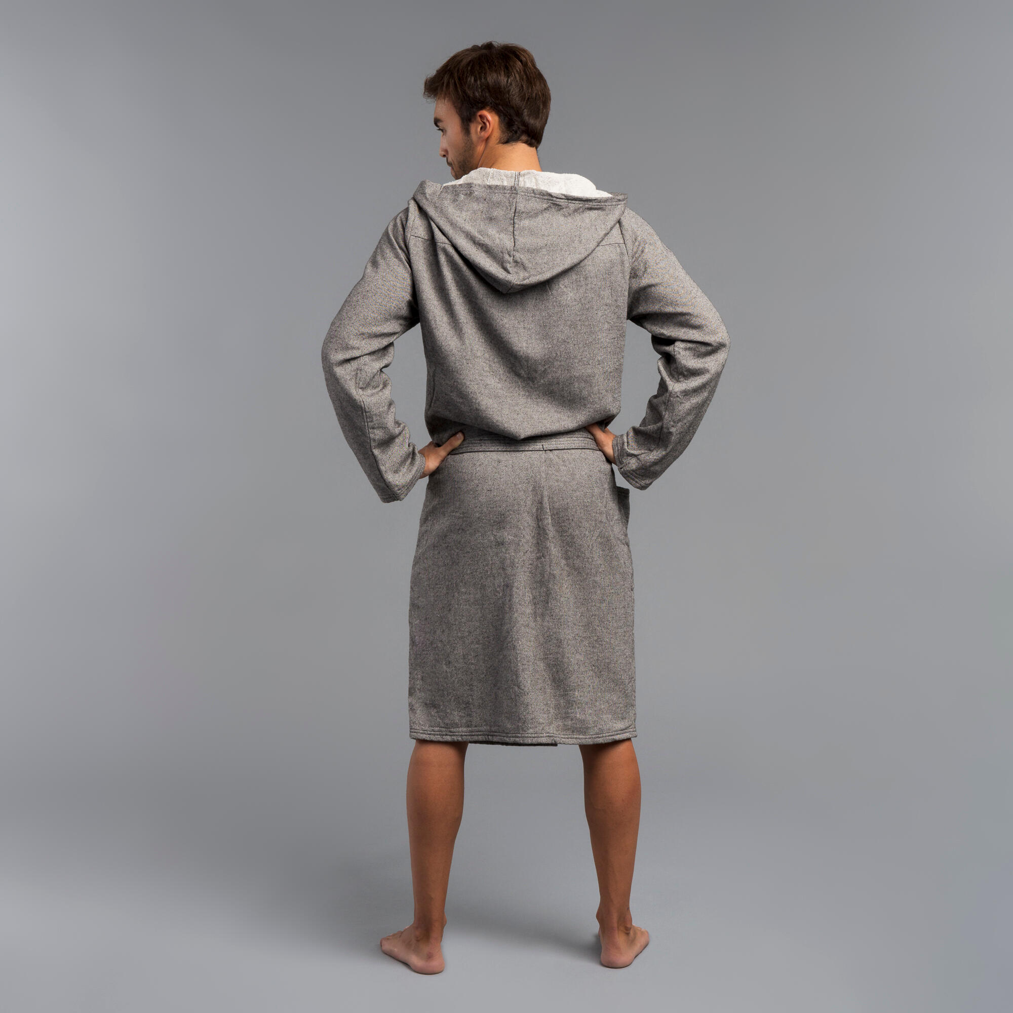 Accappatoio cotone uomo grigio mélange 4/5