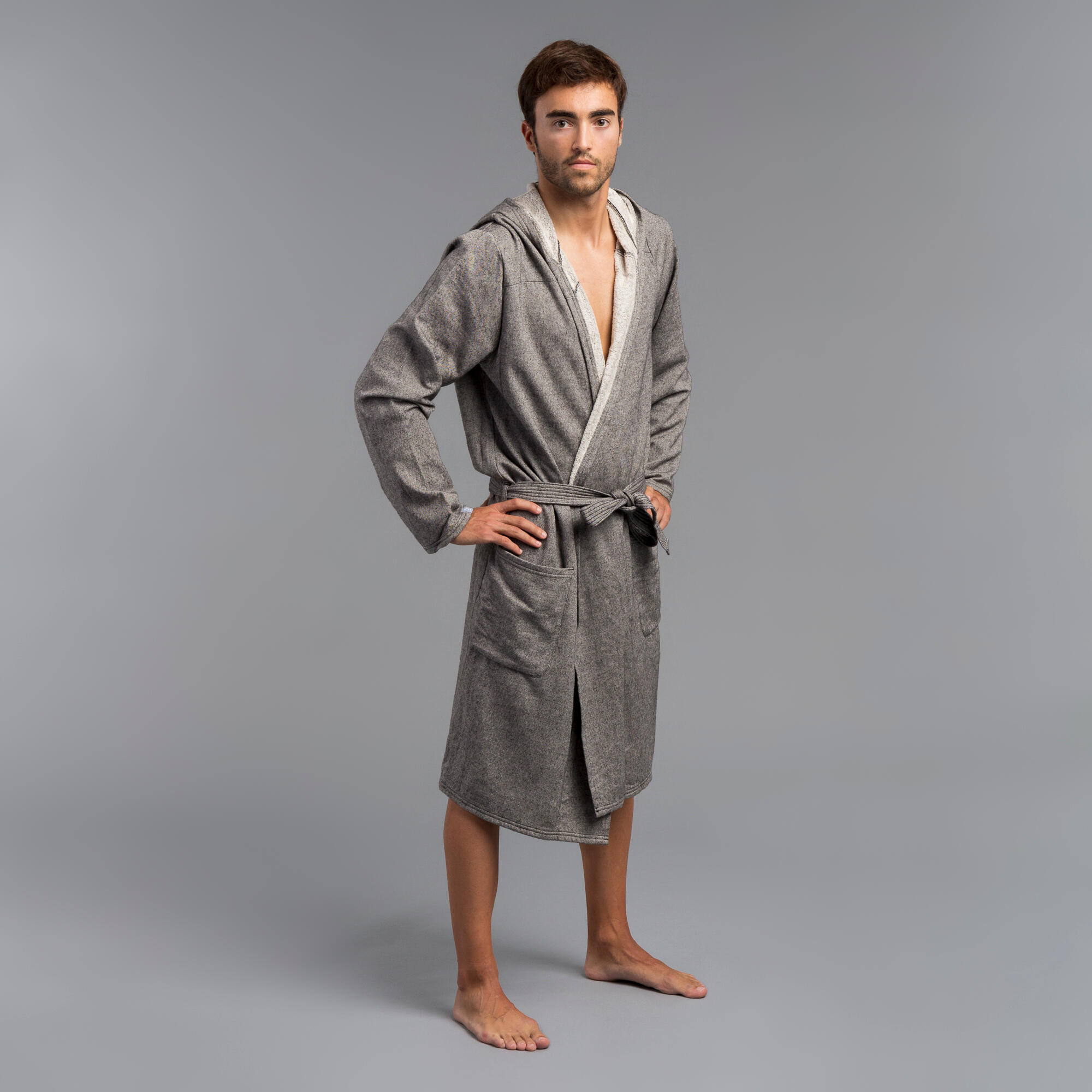 Accappatoio cotone uomo grigio mélange 2/5