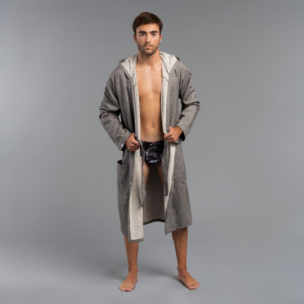 Men’s biological cotton bathrobe grey mix