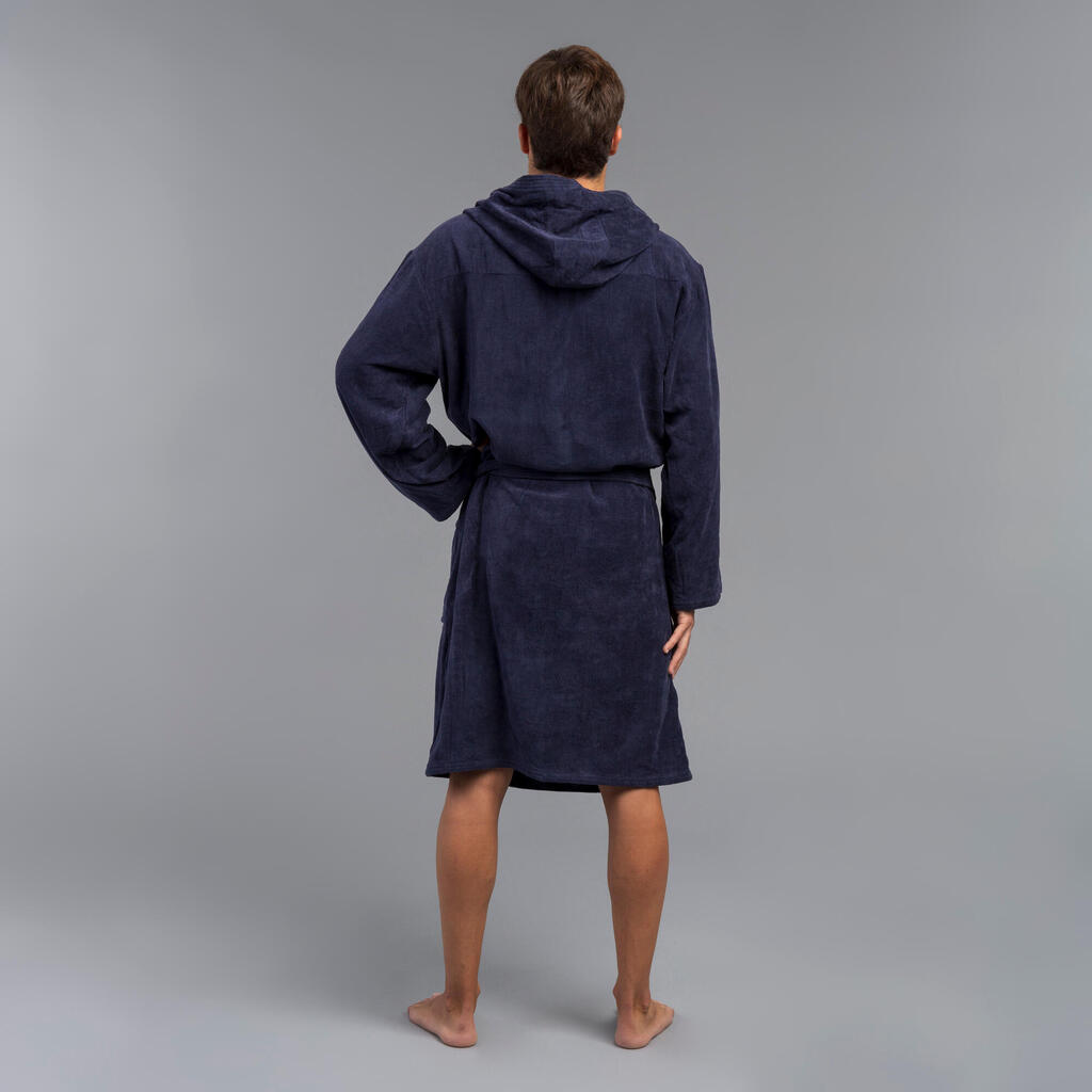 MEN'S WATER POLO THICK COTTON POOL BATHROBE - DARK BLUE