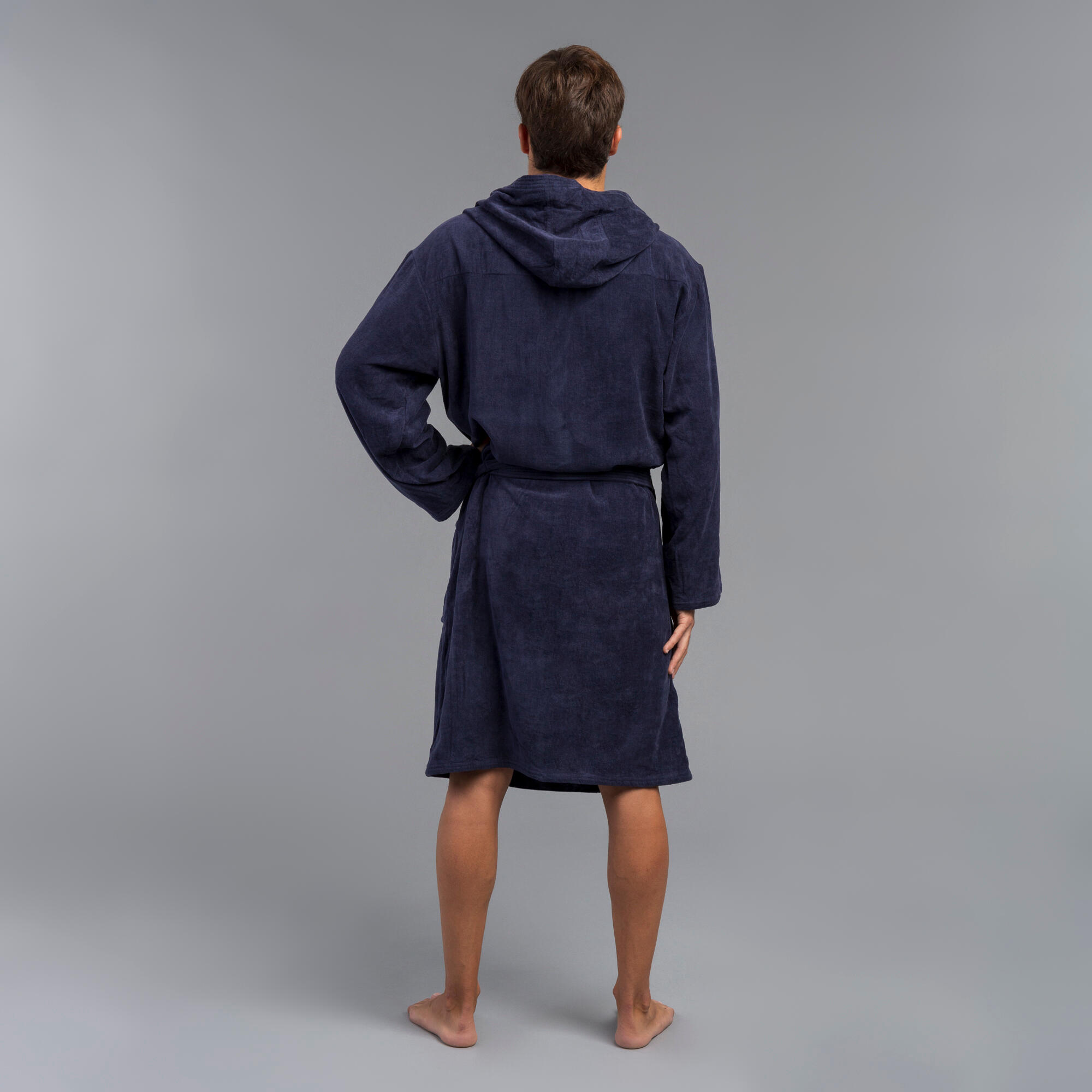 MEN'S WATER POLO THICK COTTON POOL BATHROBE - DARK BLUE 4/4