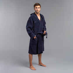 MEN'S WATER POLO THICK COTTON POOL BATHROBE - DARK BLUE