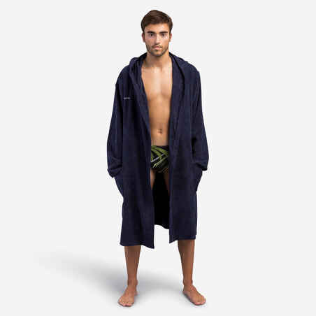 MEN'S WATER POLO THICK COTTON POOL BATHROBE - DARK BLUE