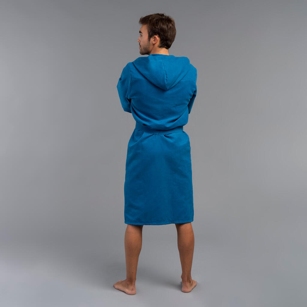 Men's Compact Microfibre Pool Bathrobe - Indigo Blue