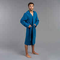 Men's Compact Microfibre Pool Bathrobe - Indigo Blue