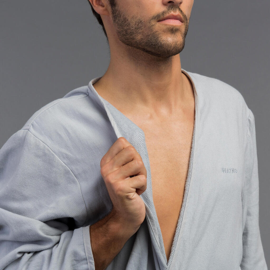 UNISEX ORGANIC COTTON POOL BATHROBE -LIGHT GREY