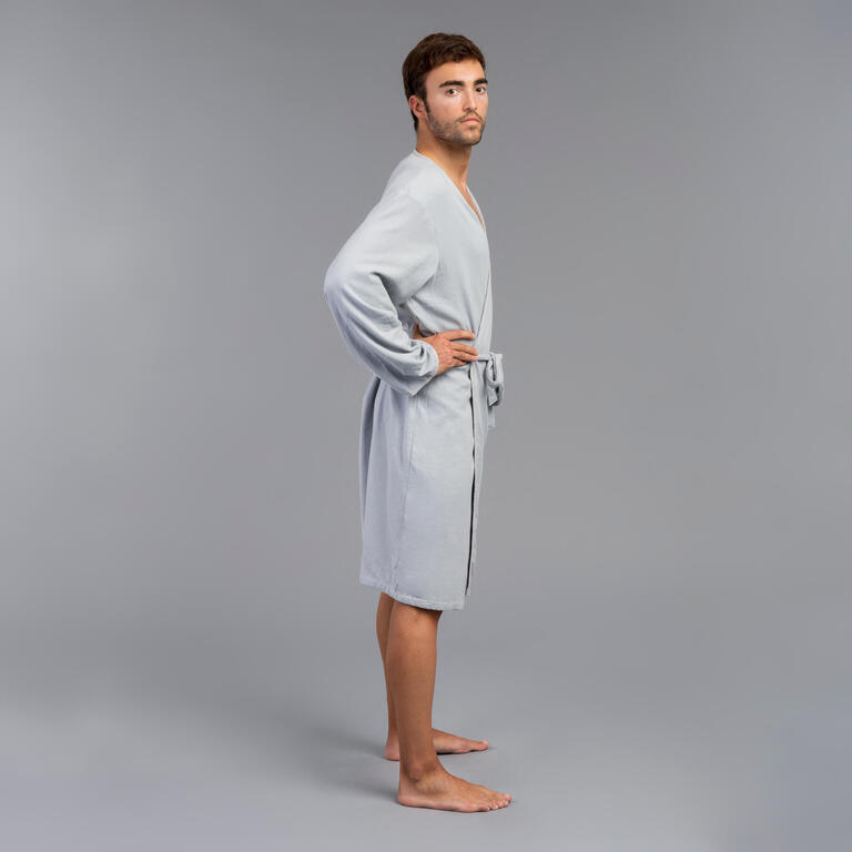 UNISEX COTTON POOL BATHROBE LIGHT GREY Decathlon