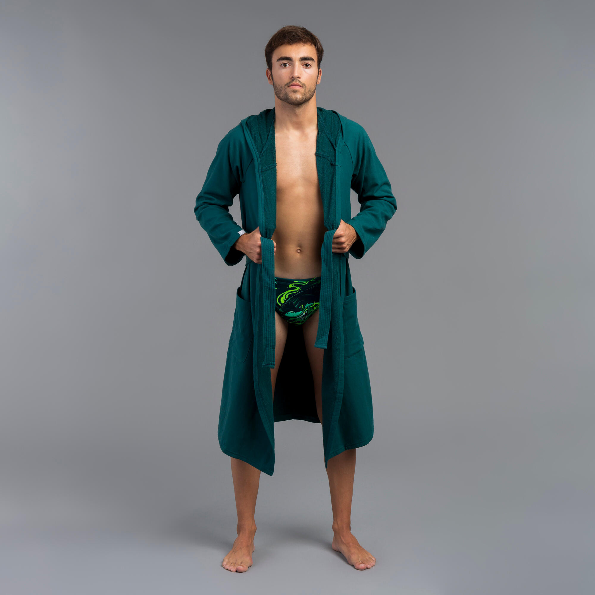 Accappatoio In Cotone Geo Classic Con Cappuccio - 480 Gr/mq, Morbido E Con Tasche - Foto 7