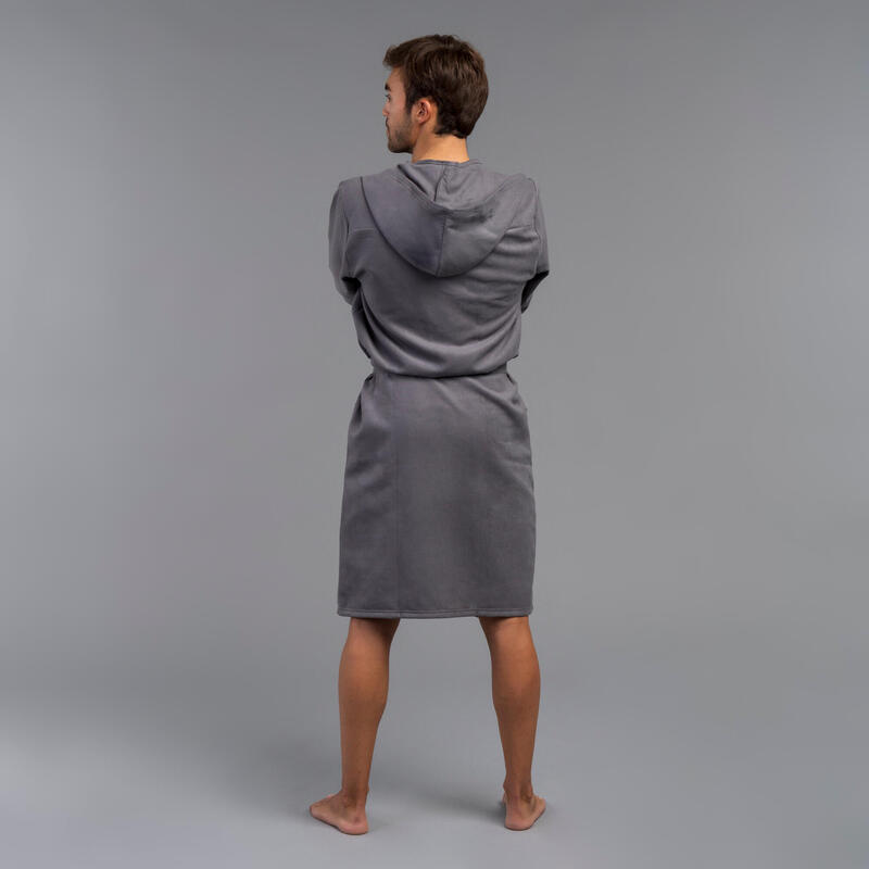 Compacte badjas voor heren microvezel grijs