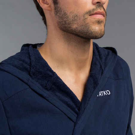 Men's organic cotton pool bathrobe - dark blue