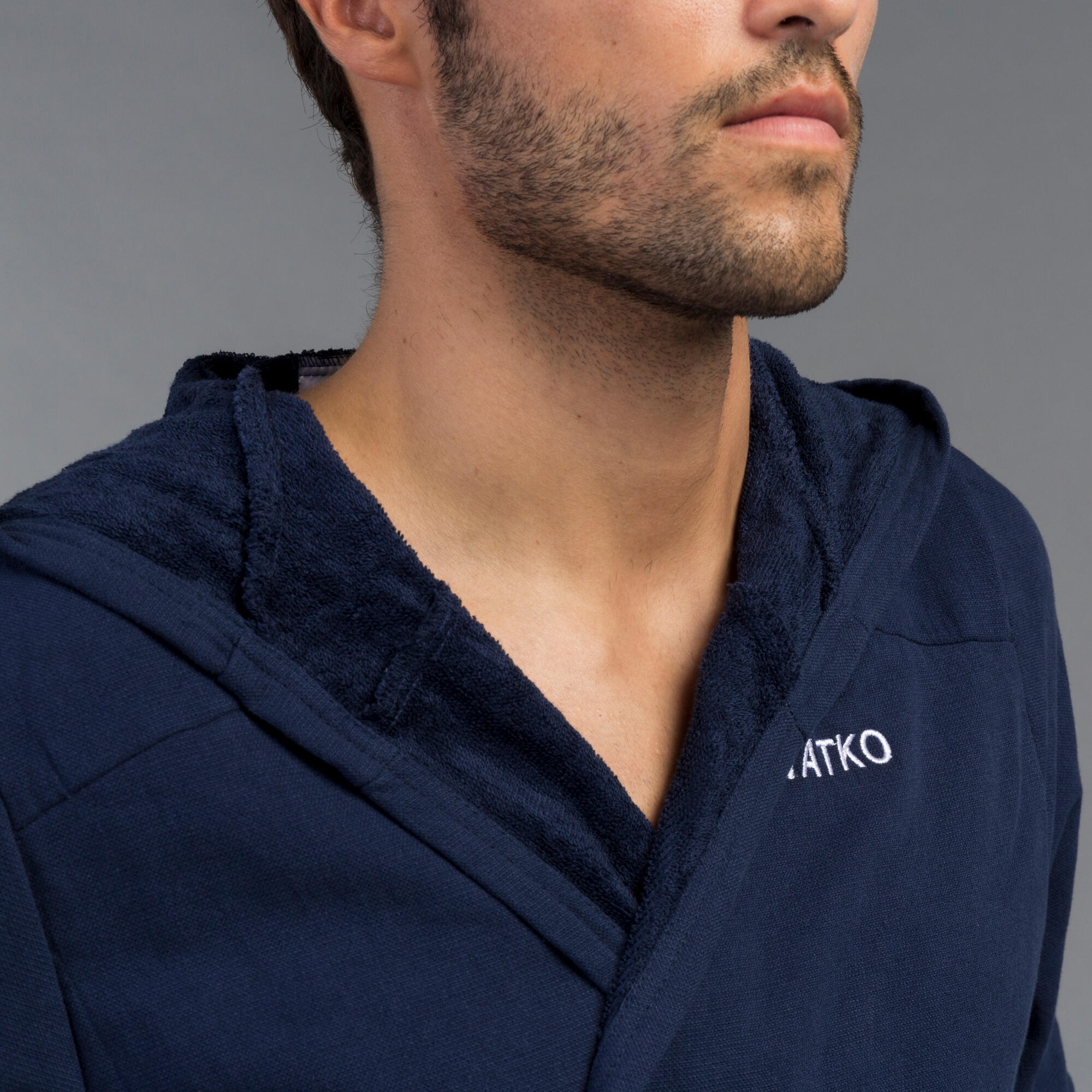 Men's organic cotton pool bathrobe - dark blue 5/5