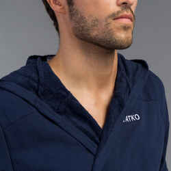 Men's organic cotton pool bathrobe - dark blue