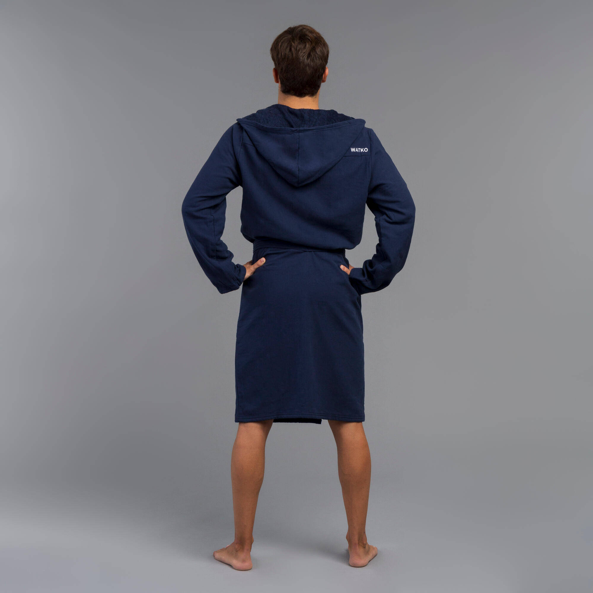 Men Bathrobe Organic Cotton Dark Blue -  5