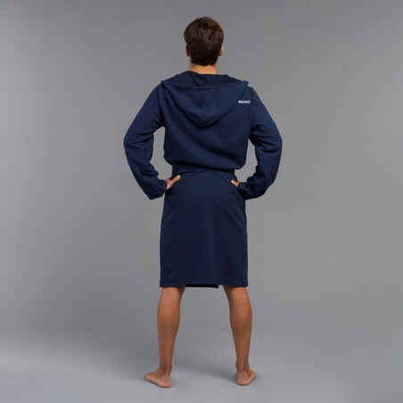 Men's organic cotton pool bathrobe - dark blue