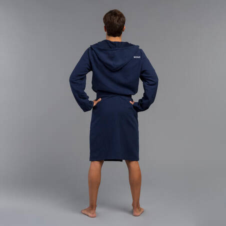 Men's organic cotton pool bathrobe - dark blue