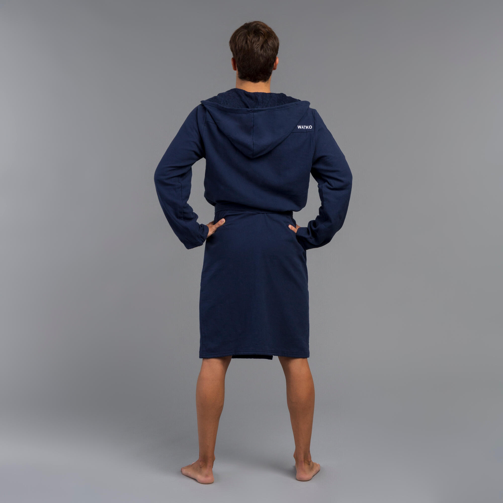 Men's organic cotton pool bathrobe - dark blue 4/5