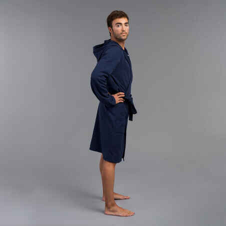 Men's organic cotton pool bathrobe - dark blue