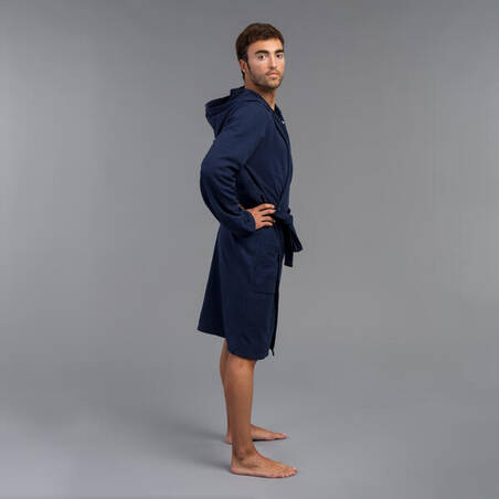 Men's organic cotton pool bathrobe - dark blue