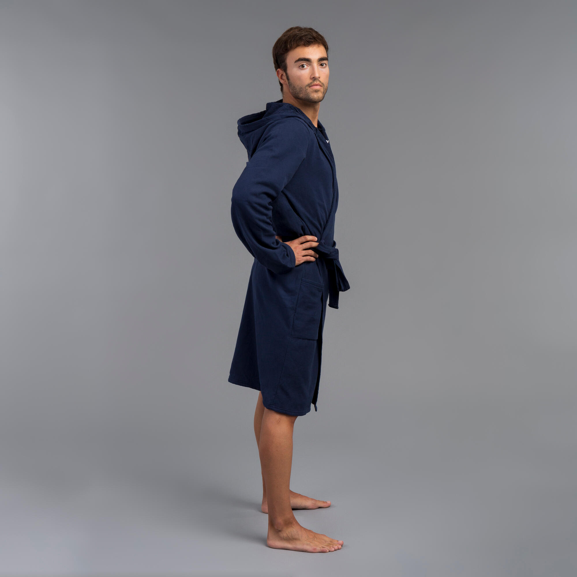 Men's organic cotton pool bathrobe - dark blue 3/5