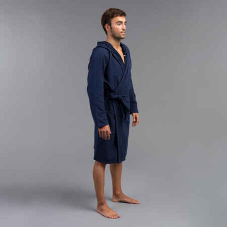 Men's organic cotton pool bathrobe - dark blue