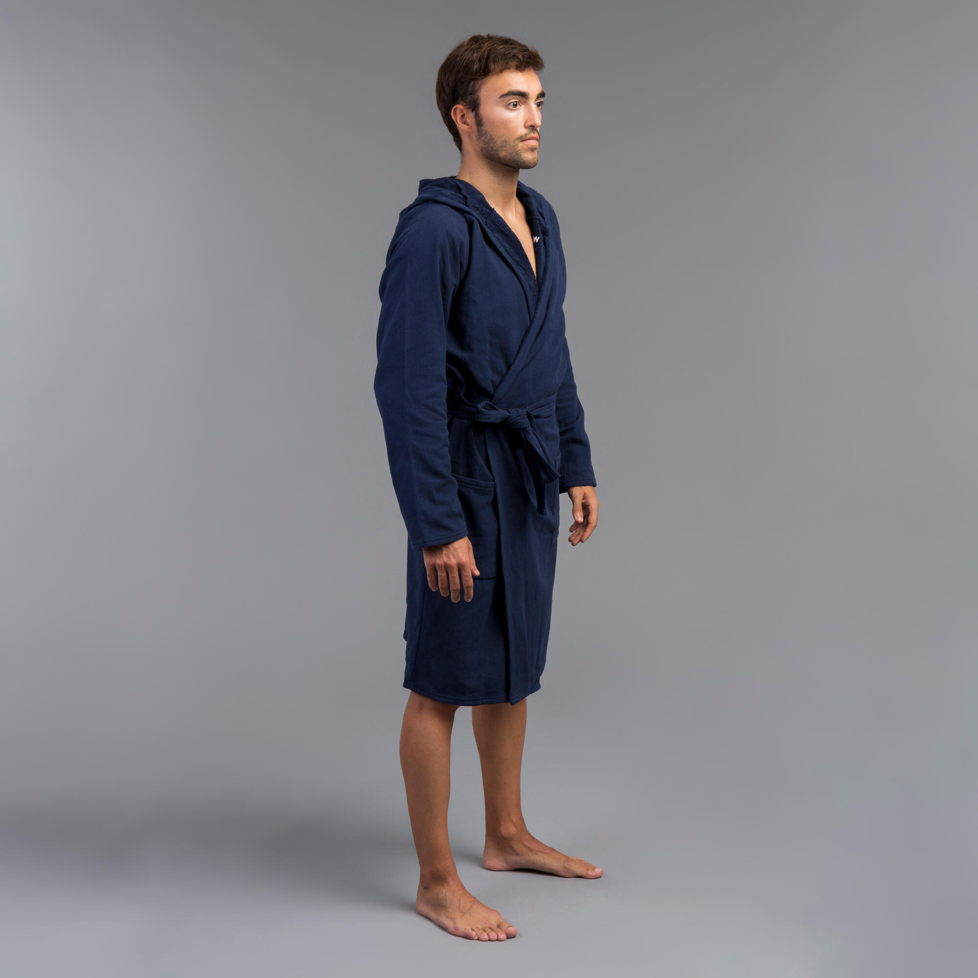 Men's organic cotton pool bathrobe - dark blue 2/5