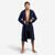 Peignoir de bain compact homme à capuche en coton bleu marine