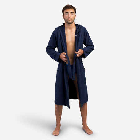 Men's organic cotton pool bathrobe - dark blue