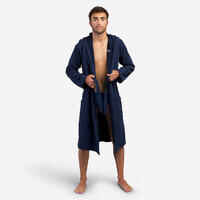Men's organic cotton pool bathrobe - dark blue