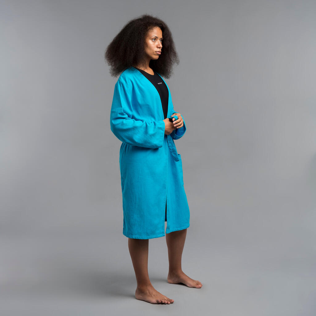 UNISEX COTTON POOL BATHROBE BLUE