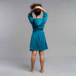 Γυναικείο χοντρό βαμβακερό μπουρνούζι για υδατοσφαίριση - Βαθύ μπλε-πράσινο