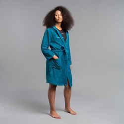 WOMEN'S WATER POLO THICK COTTON POOL BATHROBE - PEACOCK BLUE