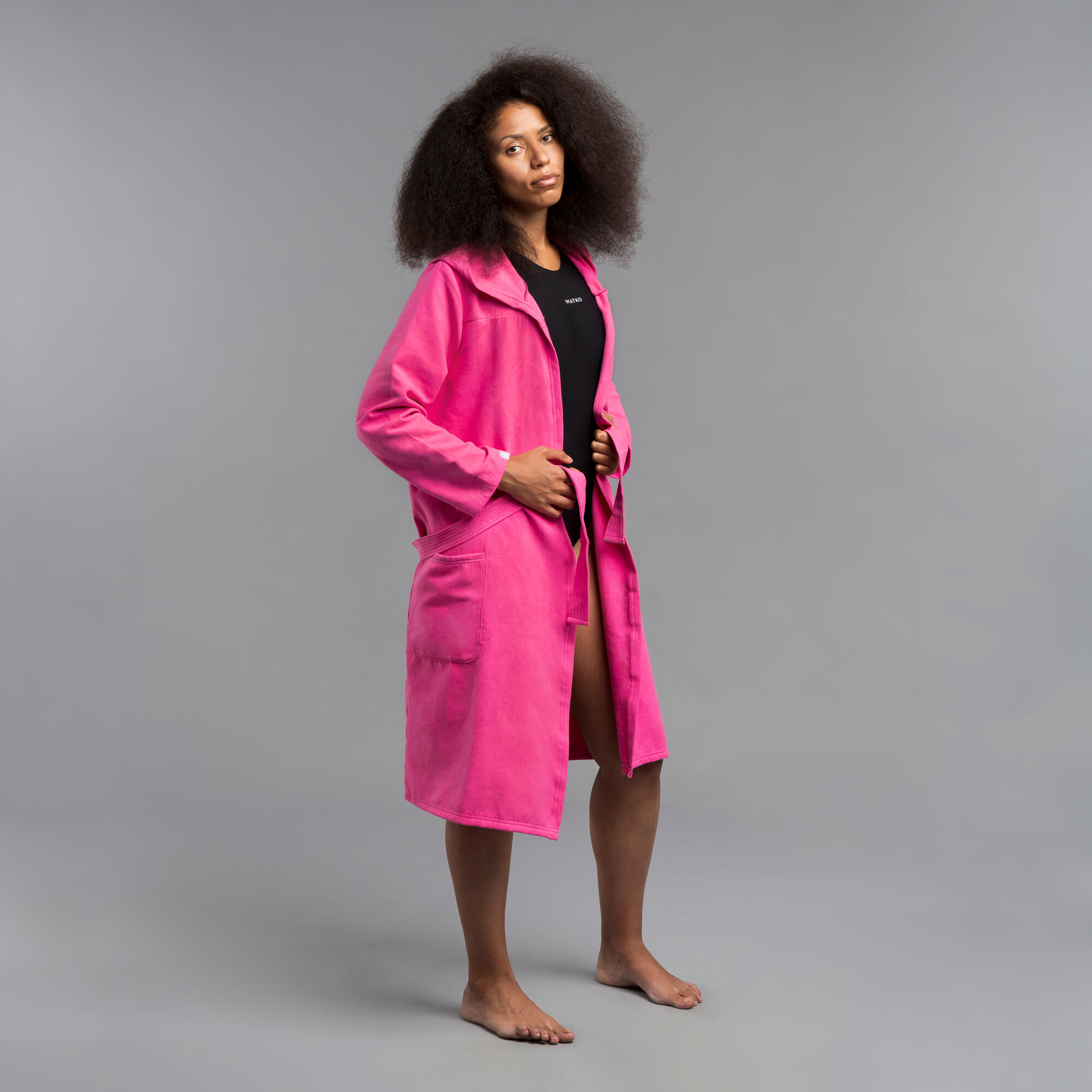 Women’s Compact Microfibre Pool Bathrobe - Pink 17/18